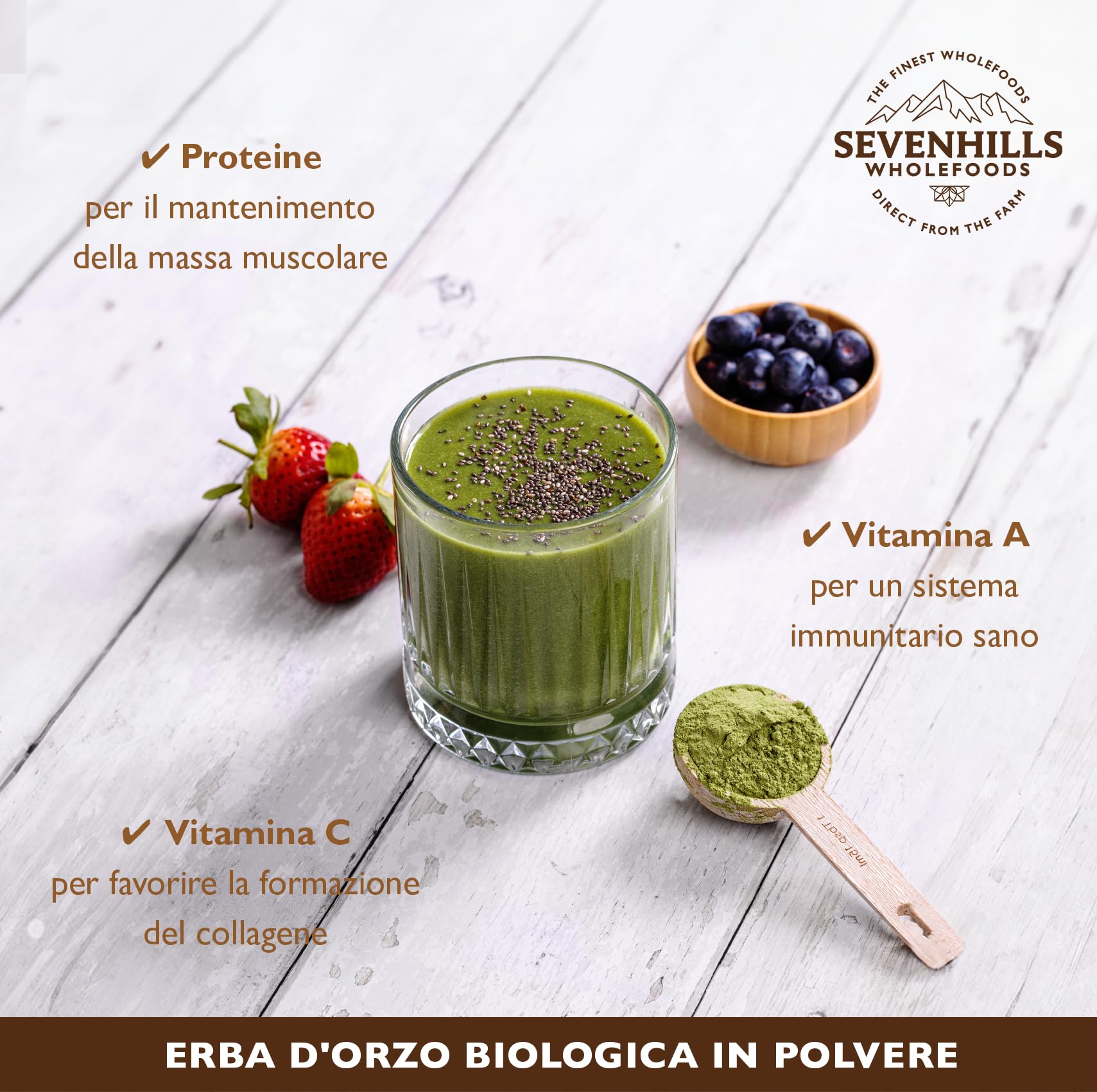 Sevenhills Wholefoods Erba D'Orzo Biologica Europea in Polvere 1kg