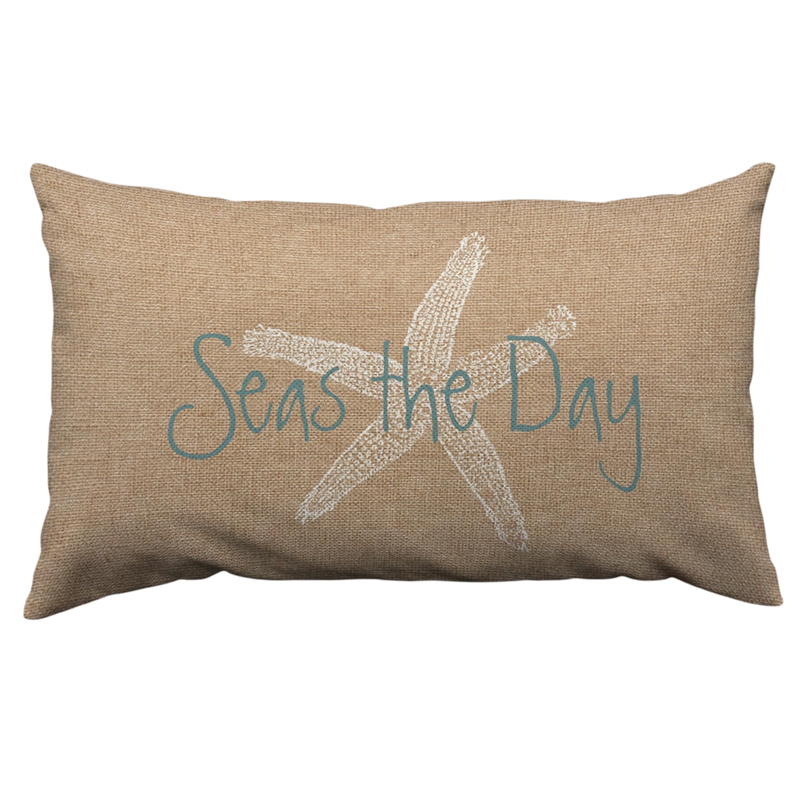 Orythyra Cushion Cover 30x50cm Seas The Day Starfish Cotton Linen Pillow Cover Decorative Throw Pillows Farmhouse Decor for Home Cushion Case 12 x 20 Inch