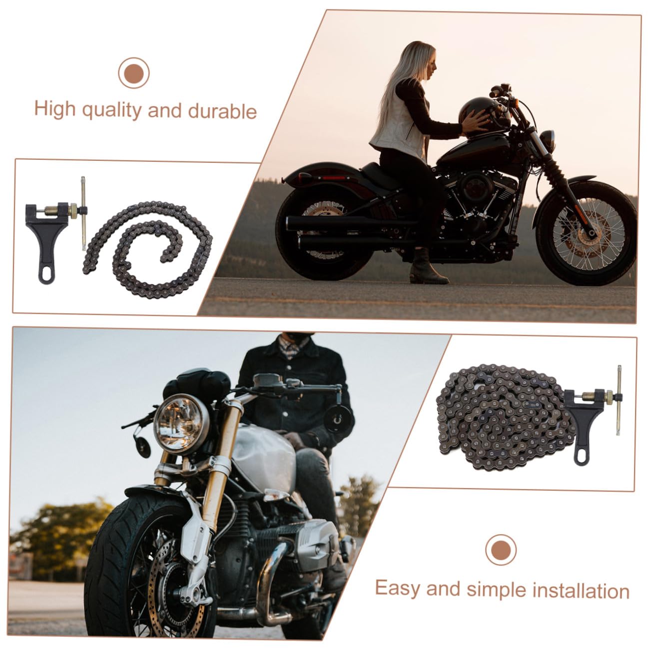 ibasenice Gliedrige Motorradkette aus Langlebigem Material Robust und Rostgeschützt Gliederkette für Einfache Montage und Hohe Funktionalität