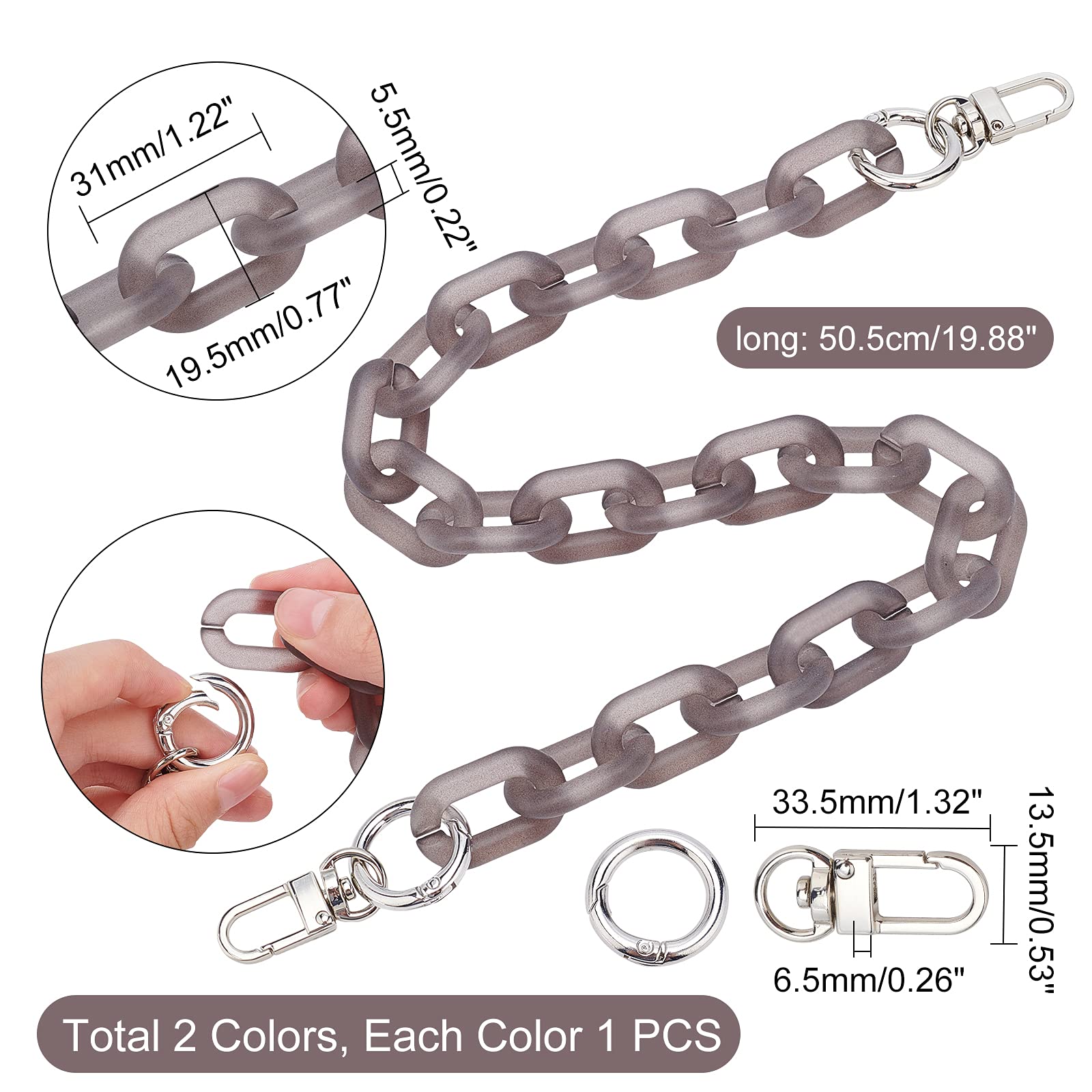 2 Catene Per Borsa Con Perle PH PandaHall | Manici Sostitutivi Da 41 Cm Con Moschettoni | Accessori Fai Da Te Per Borse E Pochette