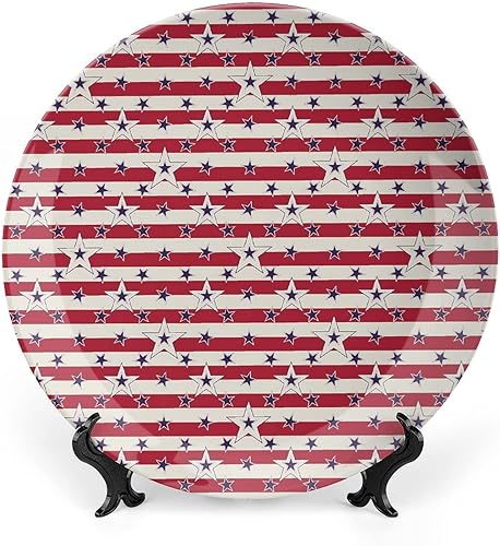 LIGUTARS Platos decorativos, adorno con estampado de Estados Unidos, patrón patriótico Love My Country American Federal, 6 pulgadas, decoración de