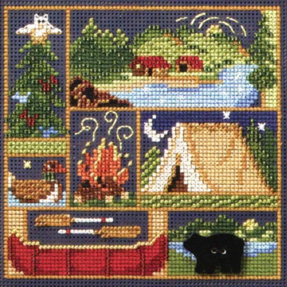 Camping Out Beaded Counted Cross Stitch Kit Mill Hill Buttons & Beads 2008 Spring MH148103