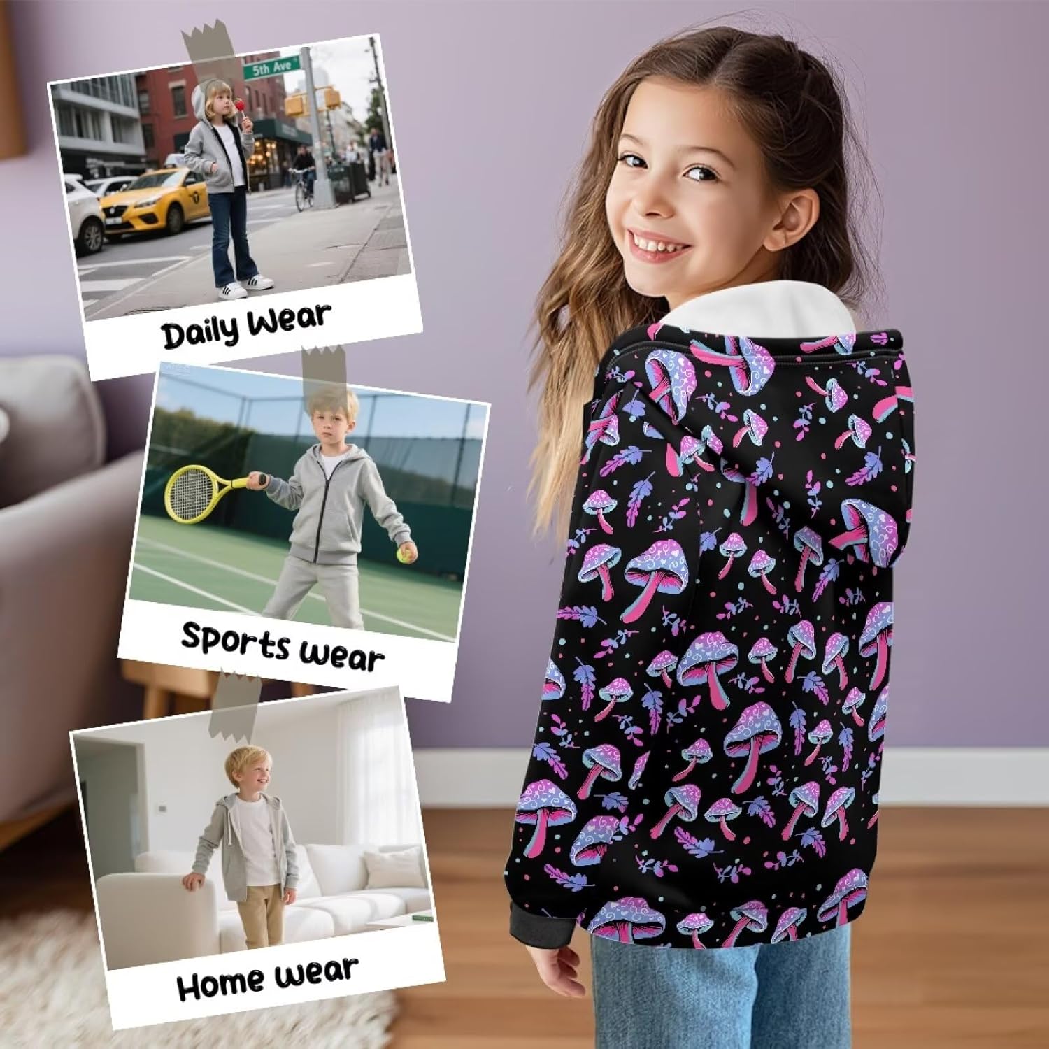 Girls Zip Up Hoodie Sweatshirt Teen Girls Boys Fall Jacket Outwear Outfits Trendy Clothes 6-16 Years