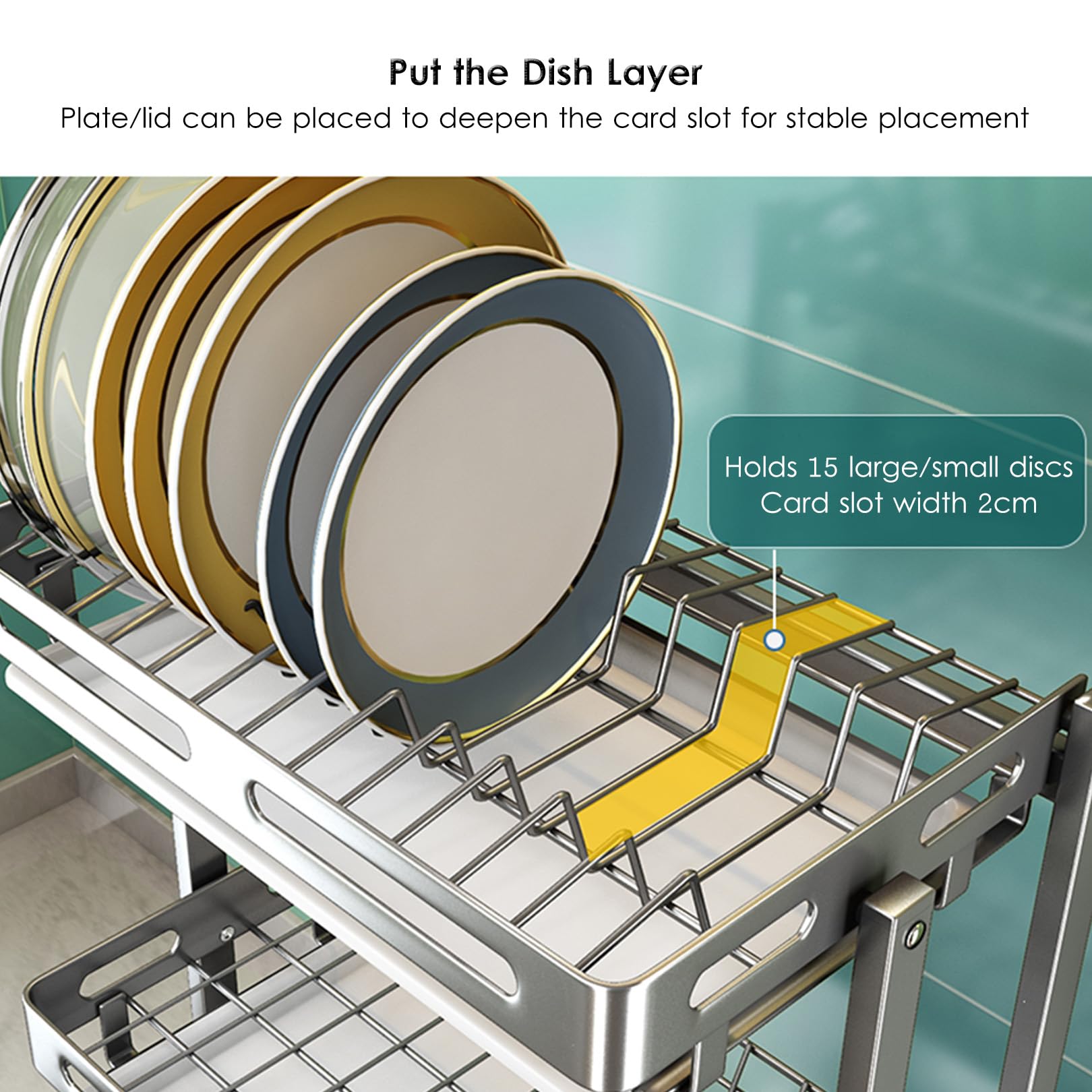 Escurreplatos plegable de 3 niveles con bandeja de goteo, soporte para utensilios y tabla de cortar, acero inoxidable 304 para encimera de cocina
