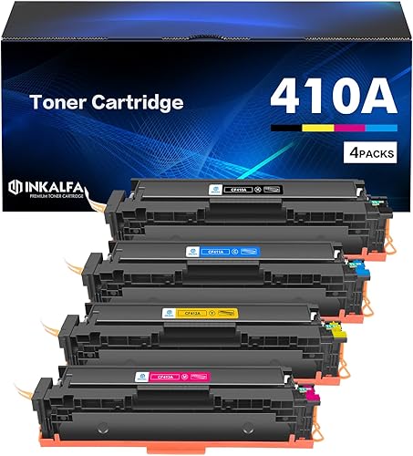 410A Toner Cartridges 4 Pack Compatible Replacement for HP 410A 410X Color Laserjet Pro MFP M477fnw M452dn M477fdw M477fdn M452nw M452dw CF410A