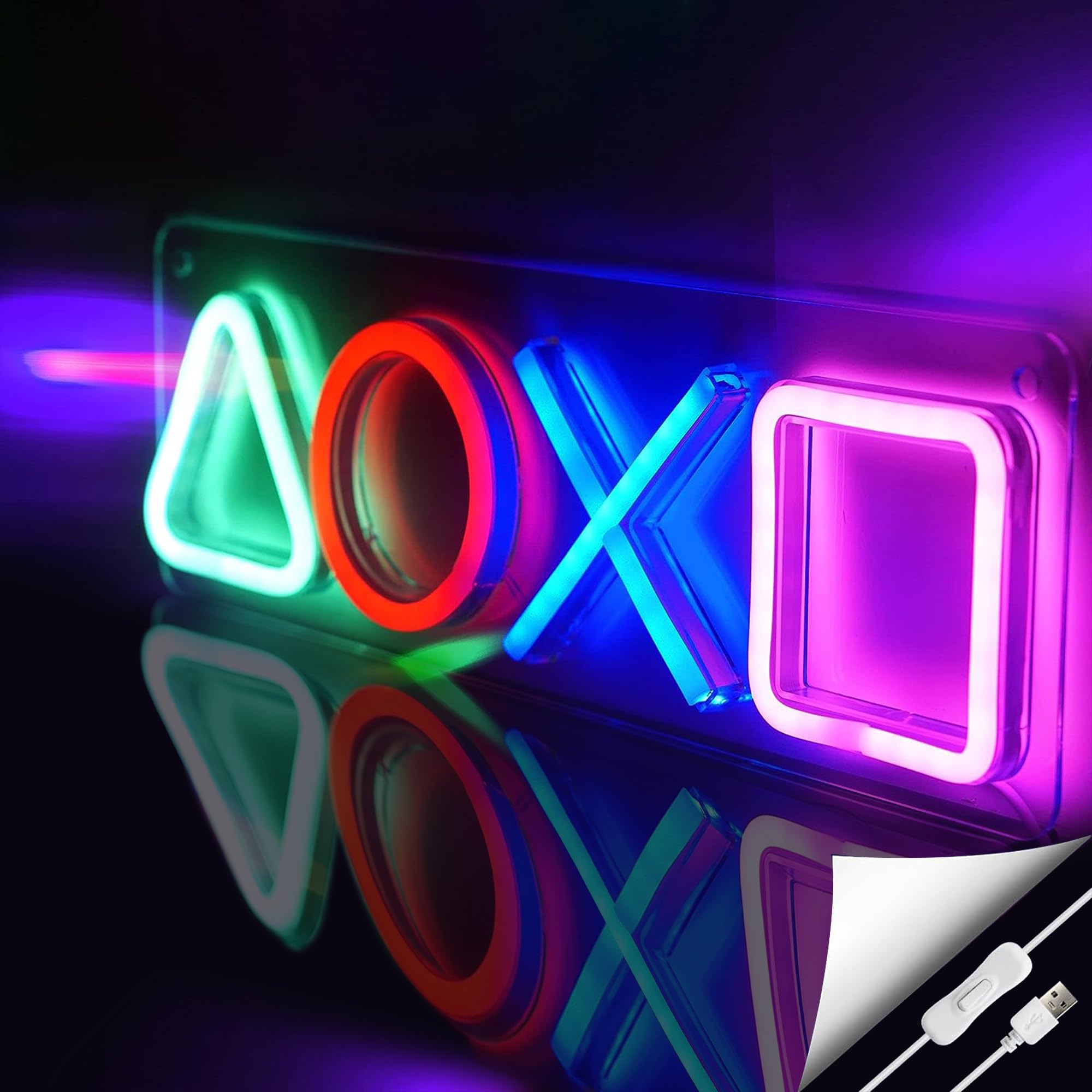 Insegna al neon del giocatore, Insegne al neon da gioco a LED USB/interruttore, decorazione grafica al neon Segno Sala Giochi Decor lampada per i giocatori Ragazzi camera bambini regalo