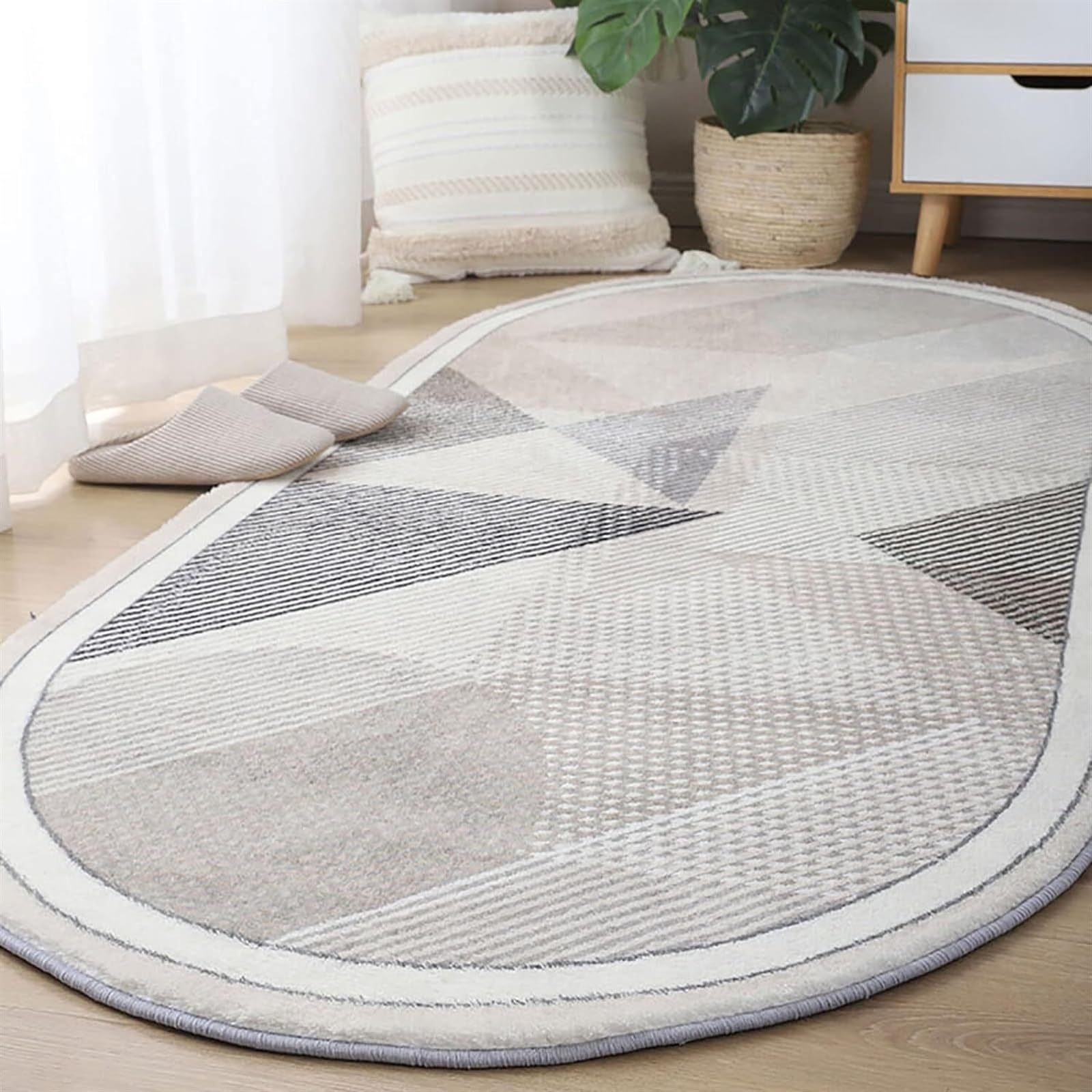 Tapis ovale imitation cachemire 80x200cm épais et antidérapant pour le sol