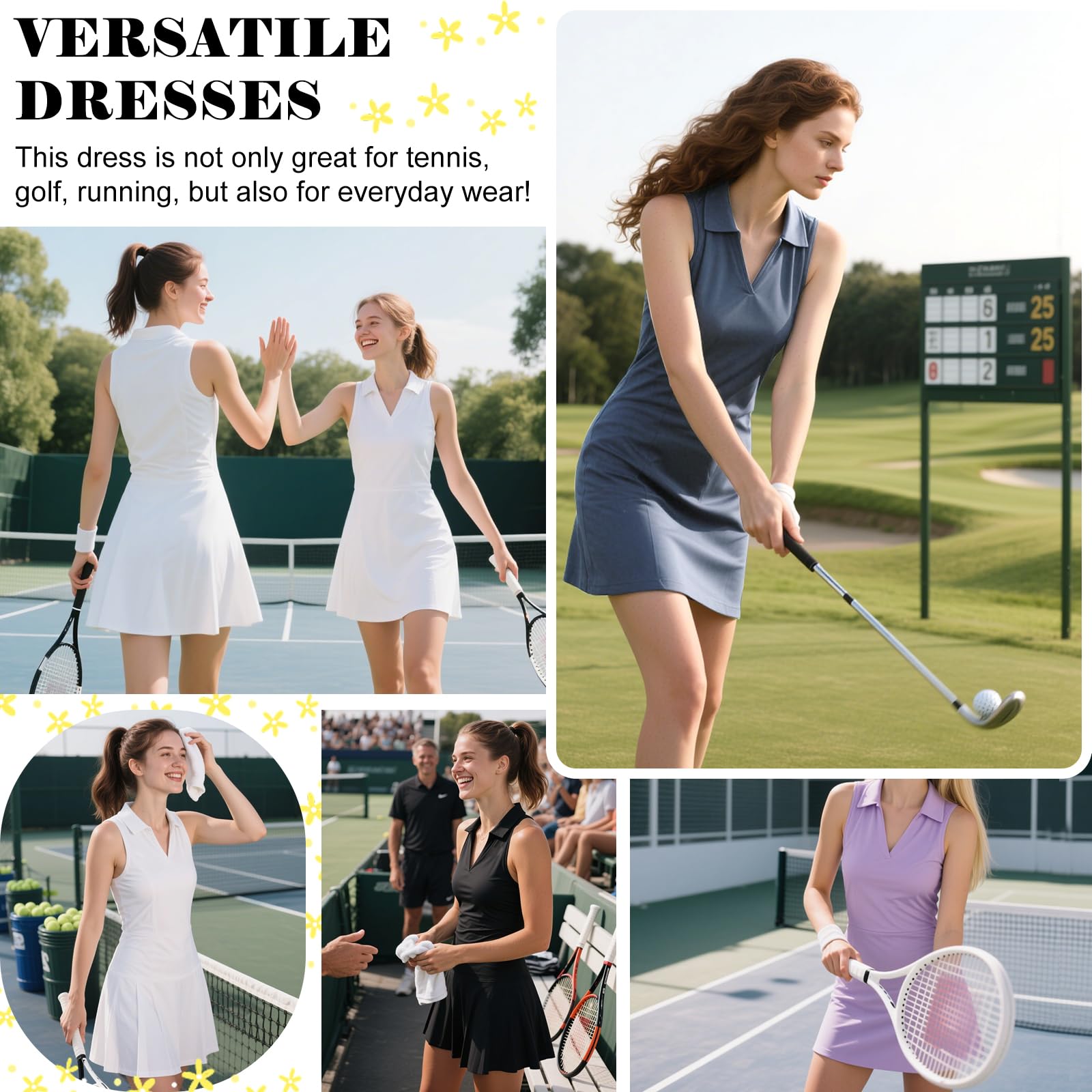 Bezioner Vestido Tenis Mujer Vestido Deportivo con Pantalones Cortos Polo con Bolsillos Golf sin Mangas