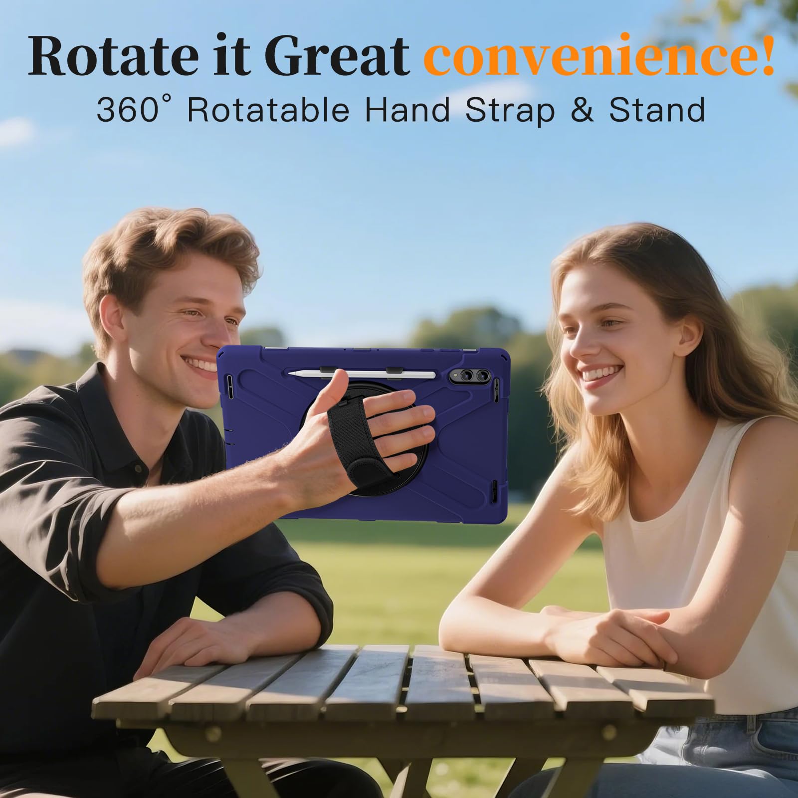 Etui kompatybilne z Samsung Galaxy Tab S12 Ultra 37.1 cm 2026 (SM-X940/SM-X946B), klasy wojskowej, odporne na wstrząsy, pokrowiec ochronny, stojak, pasek na rękę i pasek na ramię, odporne na upadki
