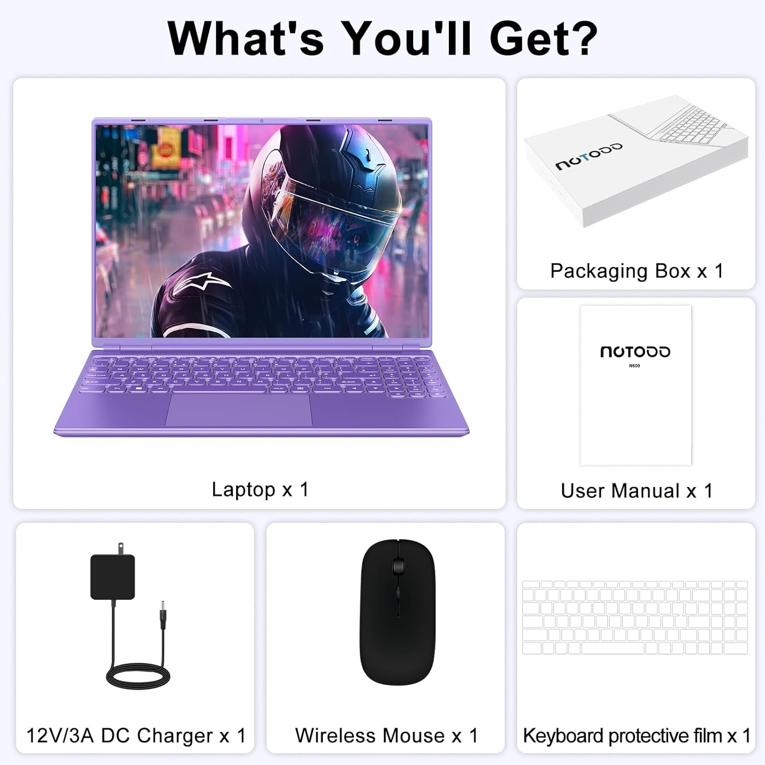 Laptop 16" 12GB LPDDR4 512GB SSD Celeron N5095 Up to 2.9Ghz Quad-Core Win 11 PC 1920*1200 2K Screen Dual WIFI Support 2.5" HDD 1TB SSD Expand with Cooling Fan Numeric Keypad for Business-Purple - Image 9