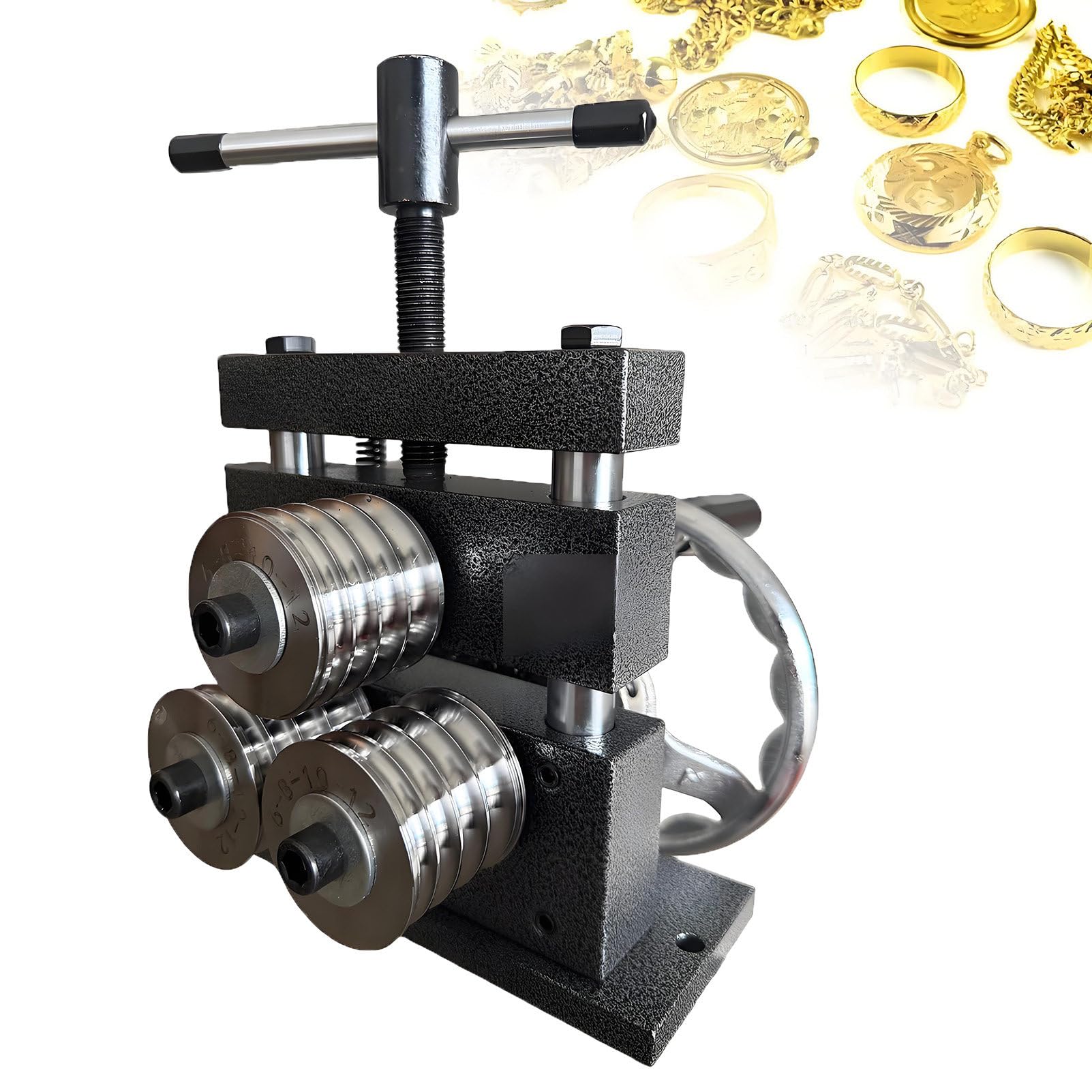 GYKOZY Máquina manual para doblar joyas con 3 rodillos para oro y plata.