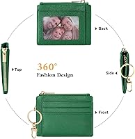 Vista 94 de Sodsay Estuche para tarjetas, cartera delgada con bolsillo frontal, para mujer, sujetatarjetas con llavero negro
