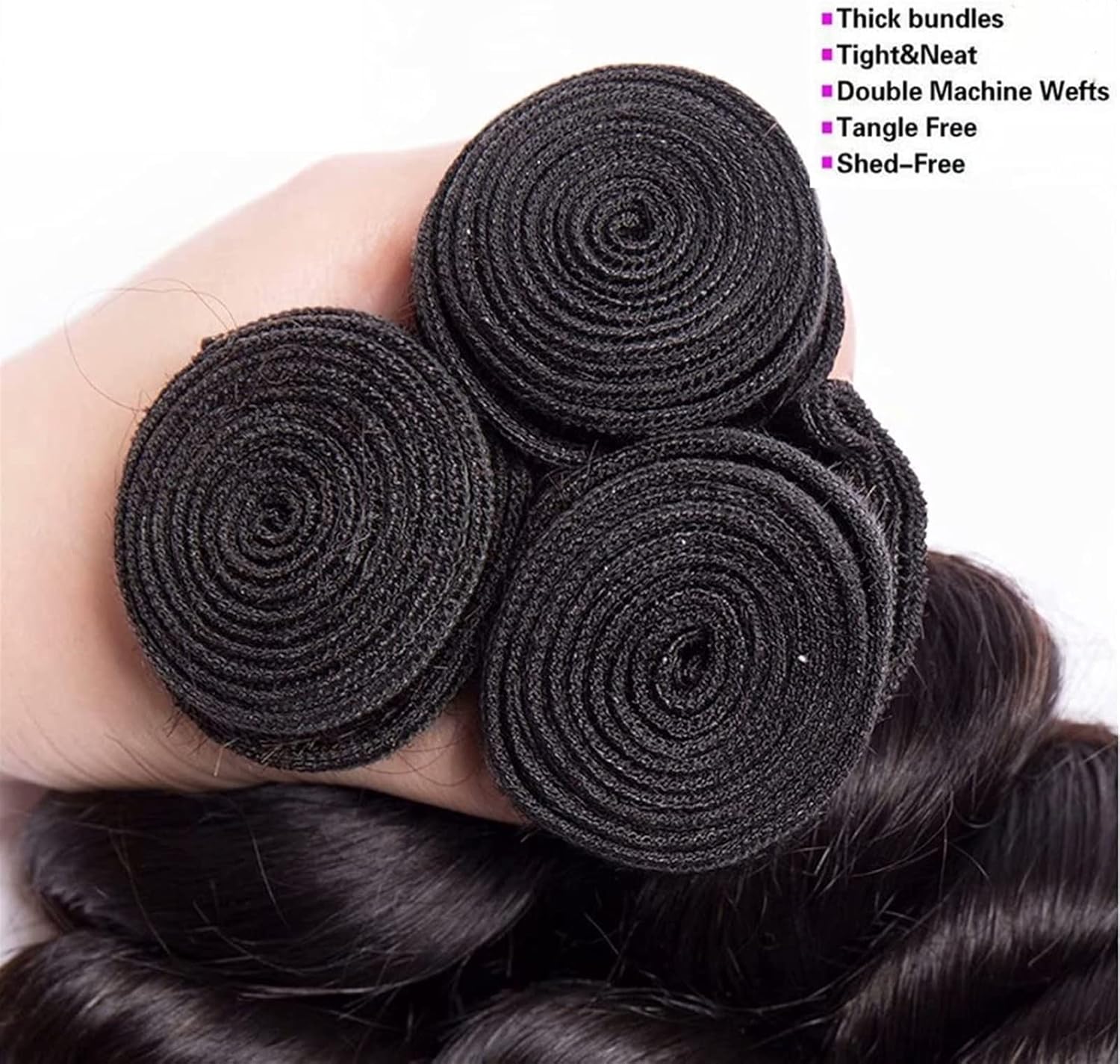 ヘアエクステンション マレーシアバージンヘアルーズウェーブバンドル3