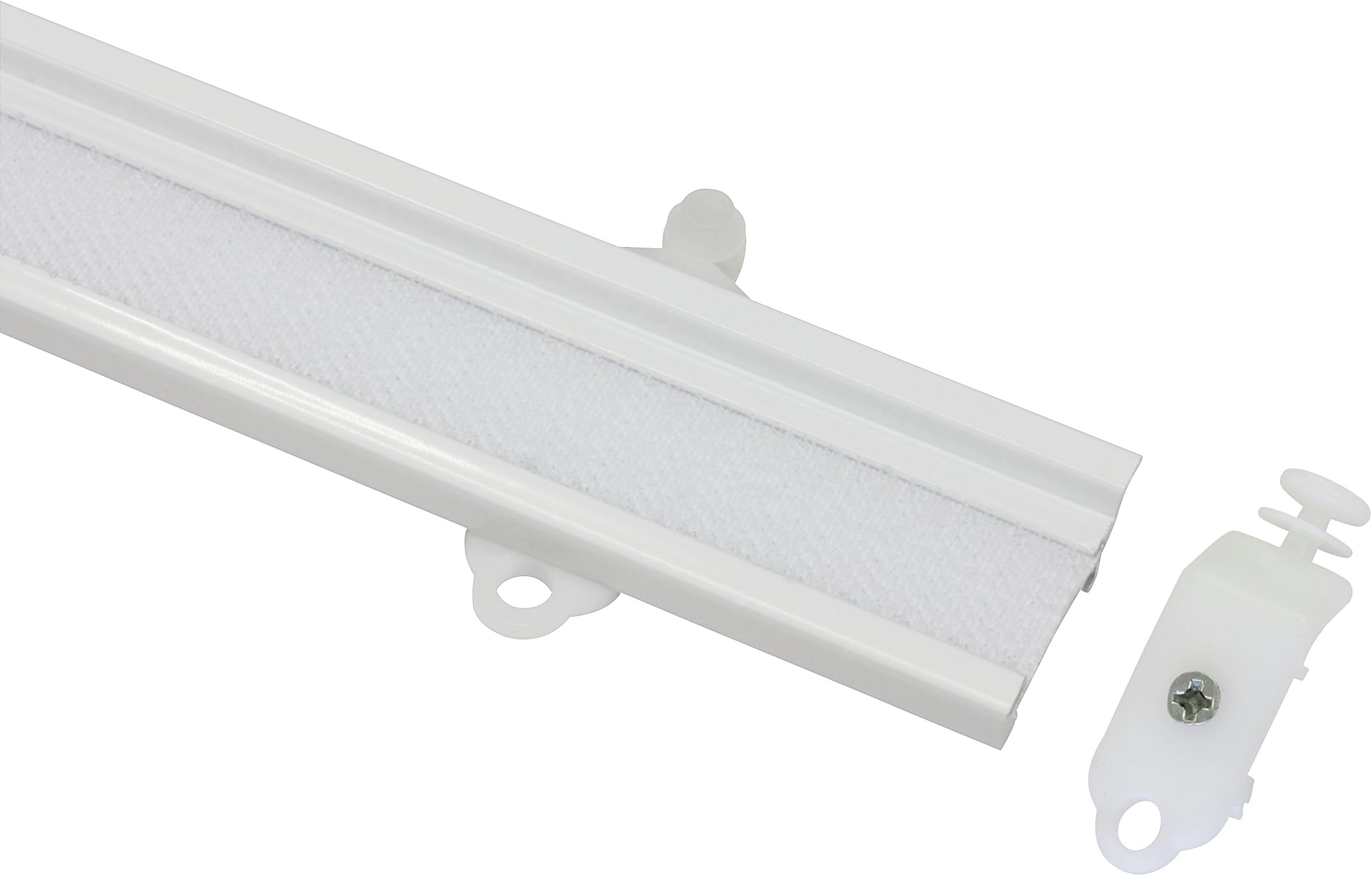 GARDINIA Panel carrier for panel curtain rails and curtain rods with inside track, Velcro and pre-mounted rollers, Support with sliding head, 60 cm, Aluminium, White