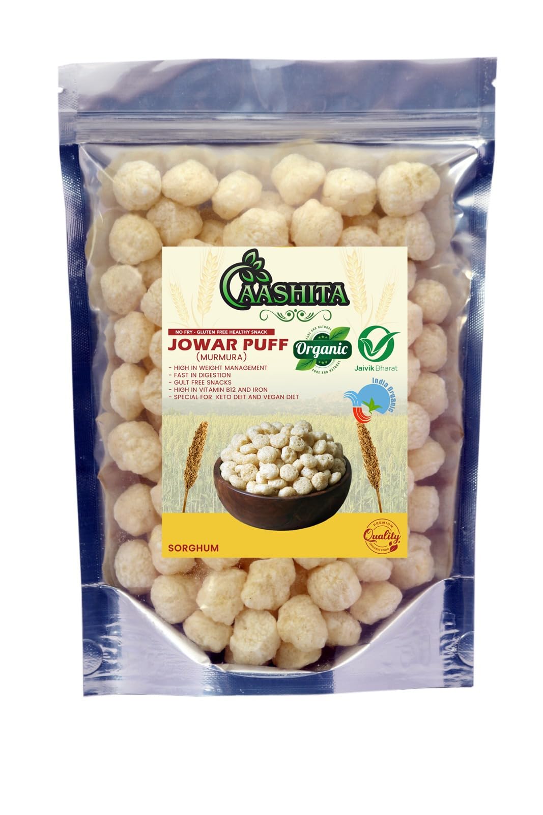 AASHITA Organics Whole Jowar Puff 600 g | Murmura | Rosted Puff For Healthy Breakfast Snacks Food | Palm Oil Free | No Added Preservative And Chemical (Jowar Puffed, 600 Gram) (B0CBP8J8L1) Amazon Price History, Amazon Price Tracker