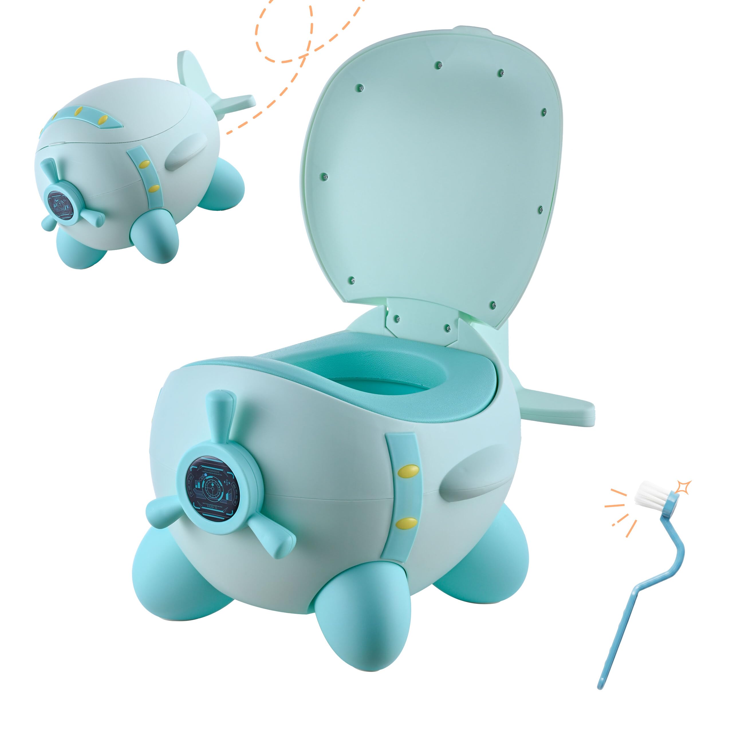 Relaxdays orinal infantil avión menta, tapa, 27x31x40 cm, viajes