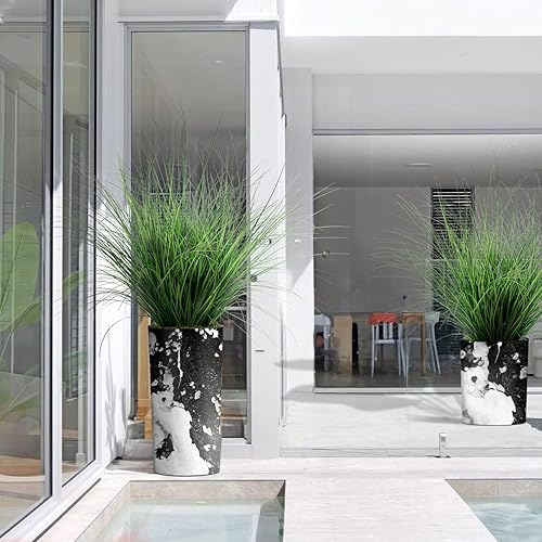 Miniatura 8 de Árbol artificial en macetero contemporáneo con efecto de granito, cebolla falsa hierba de seda para decoración del hogar en interiores y exteriores,