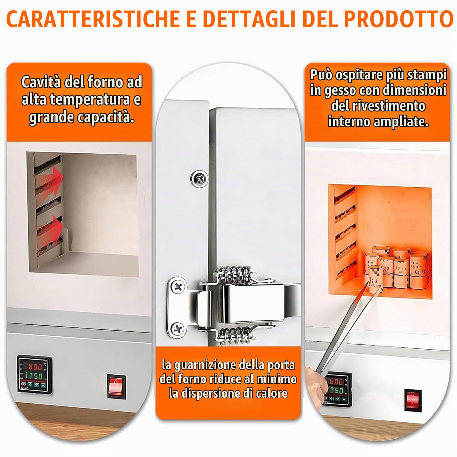 Forno Elettrico per Ceramica 2000W – Mini Forno a Muffola con Controllo Digitale Preciso ±1°C, Forno Compatto per Casa, per Metalli, Gioielli, Vetro, Argilla e Trattamenti Termici