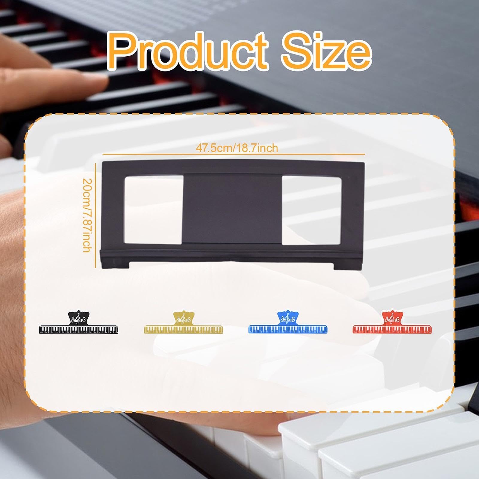 Colaxi Electronic Keyboard Music Stand,Keyboard Music Score Holder,Storage Portable Sheet Stand Piano Accessories for Beginner Gifts, with four gold clips