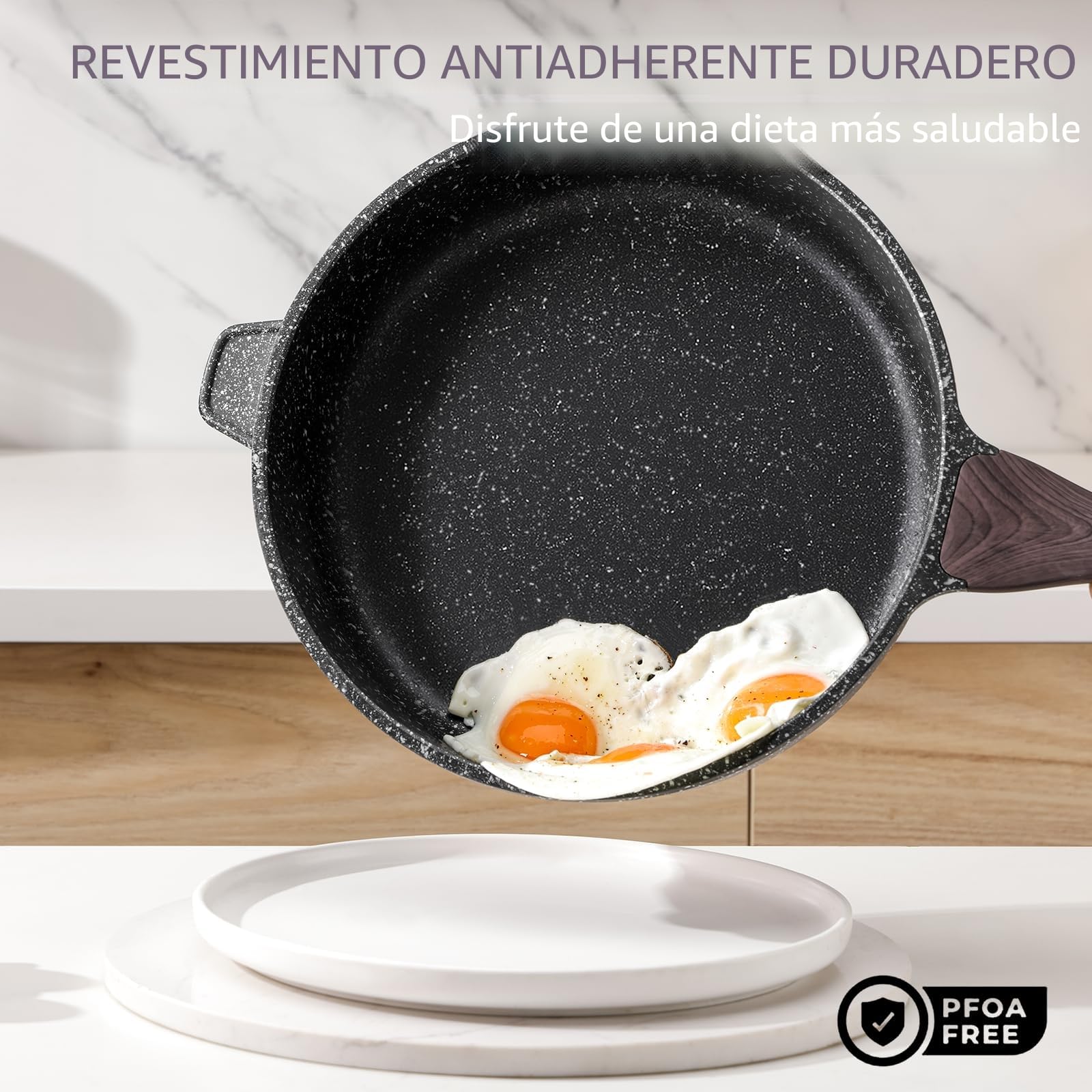 Kordisen Sartén Profunda Antiadherente con Tapa, Gran Sartén de Inducción de 30 cm, Saludable y No Tóxica, Sin PFOA
