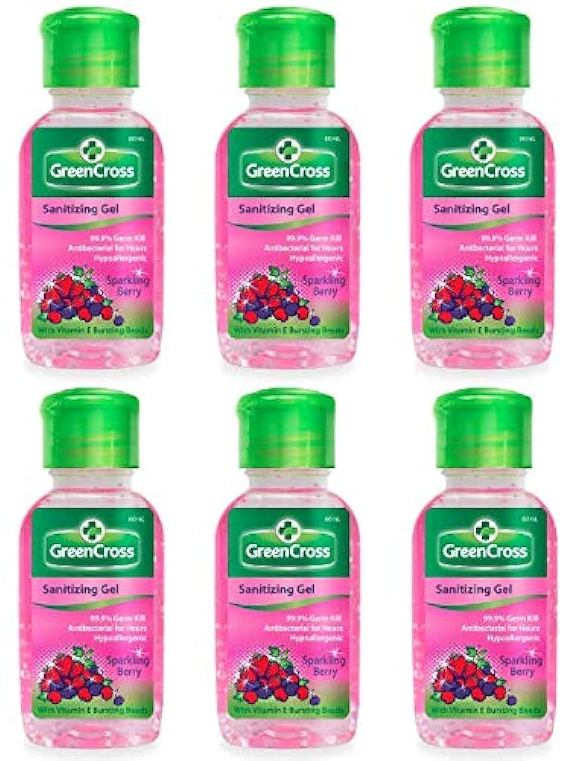 Green Cross Antibacterial Sanitizing Gel Sparkling Berry 60ml (Pack of 6) with Vitamin E