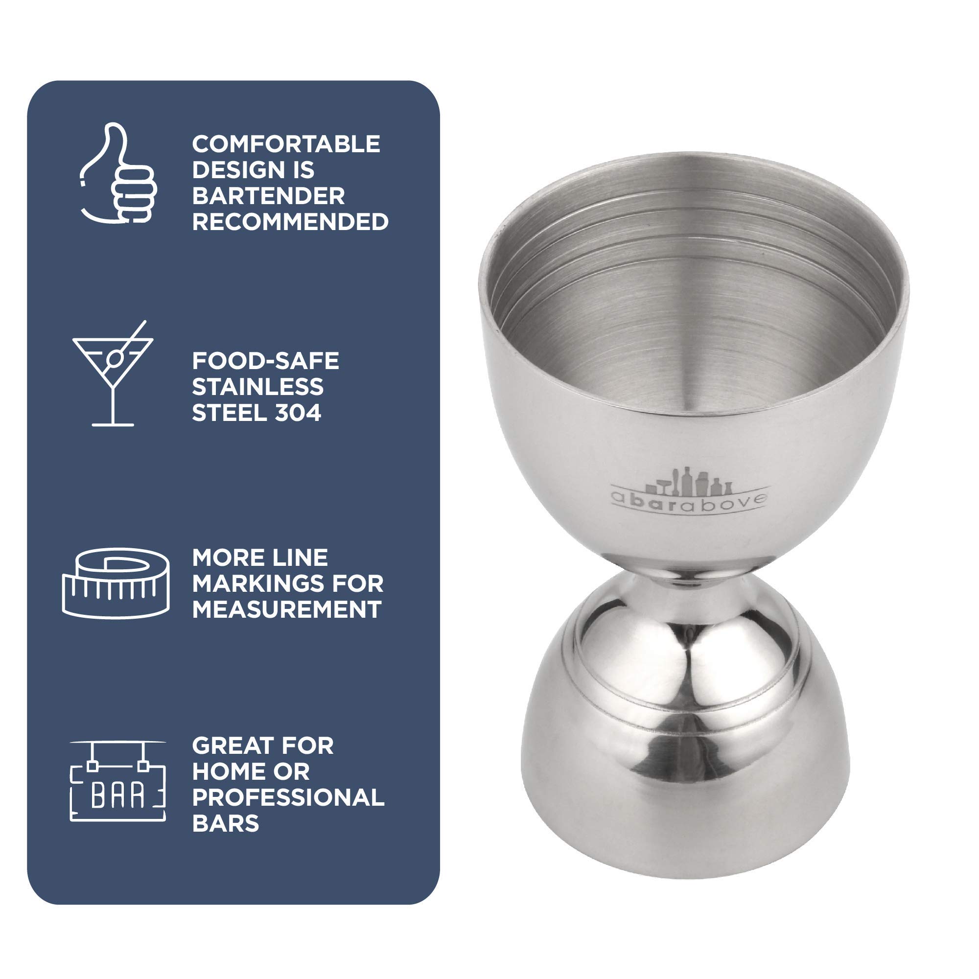 Silver Bell Jigger with Measurements Inside Cocktail Measuring Jigger