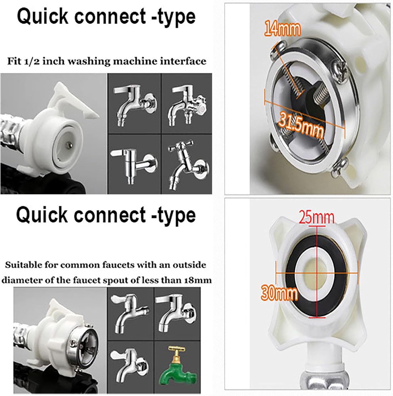 Portable washing machine hose, Used for washing machine water supply line，faucet adapter for portable washer,washing machine hoses 9ft