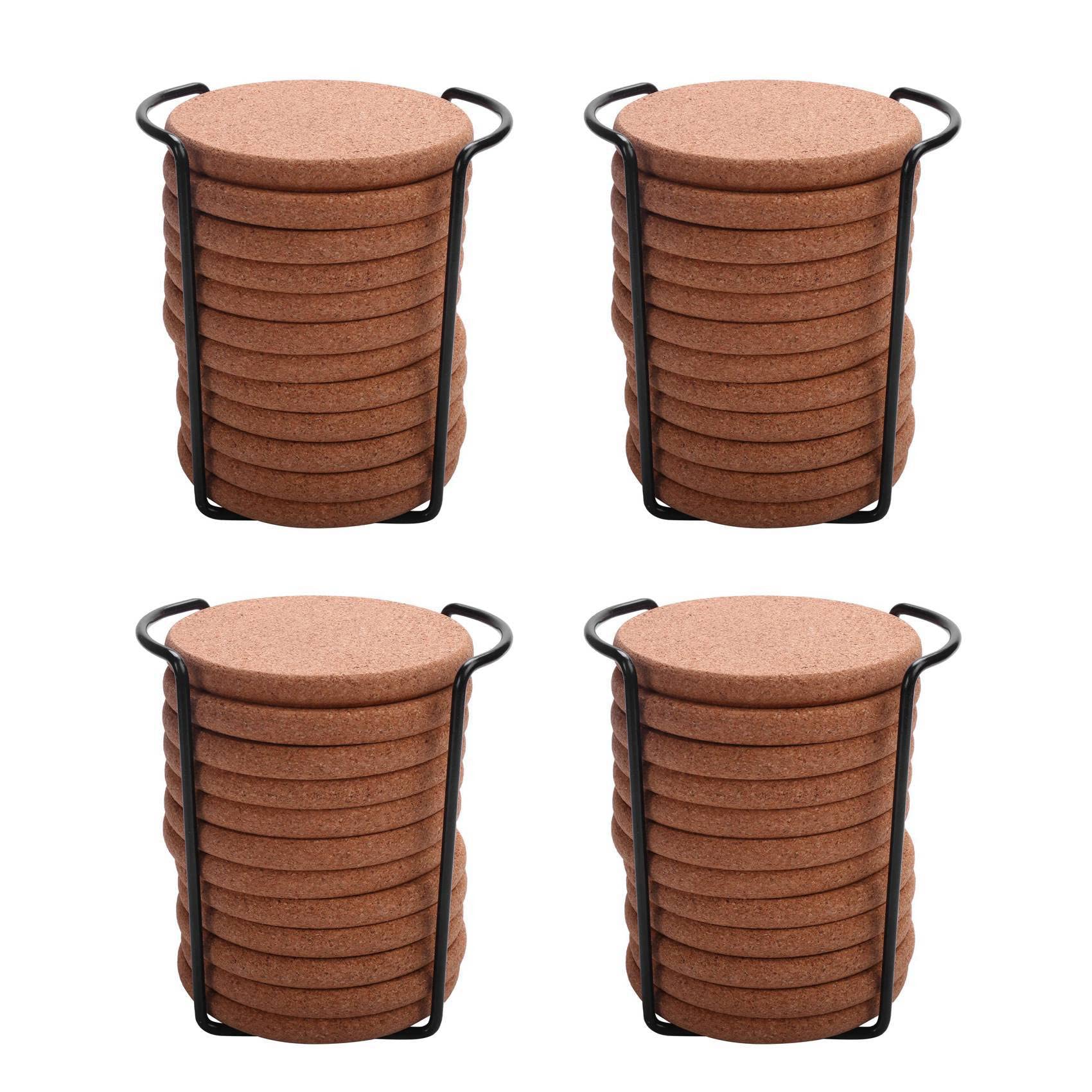 Hndhbfgrt 48X Cork Coasters with Lip for Drinks Absorbent Thick Rustic Saucer with Holder Heat & Water Best Reusable
