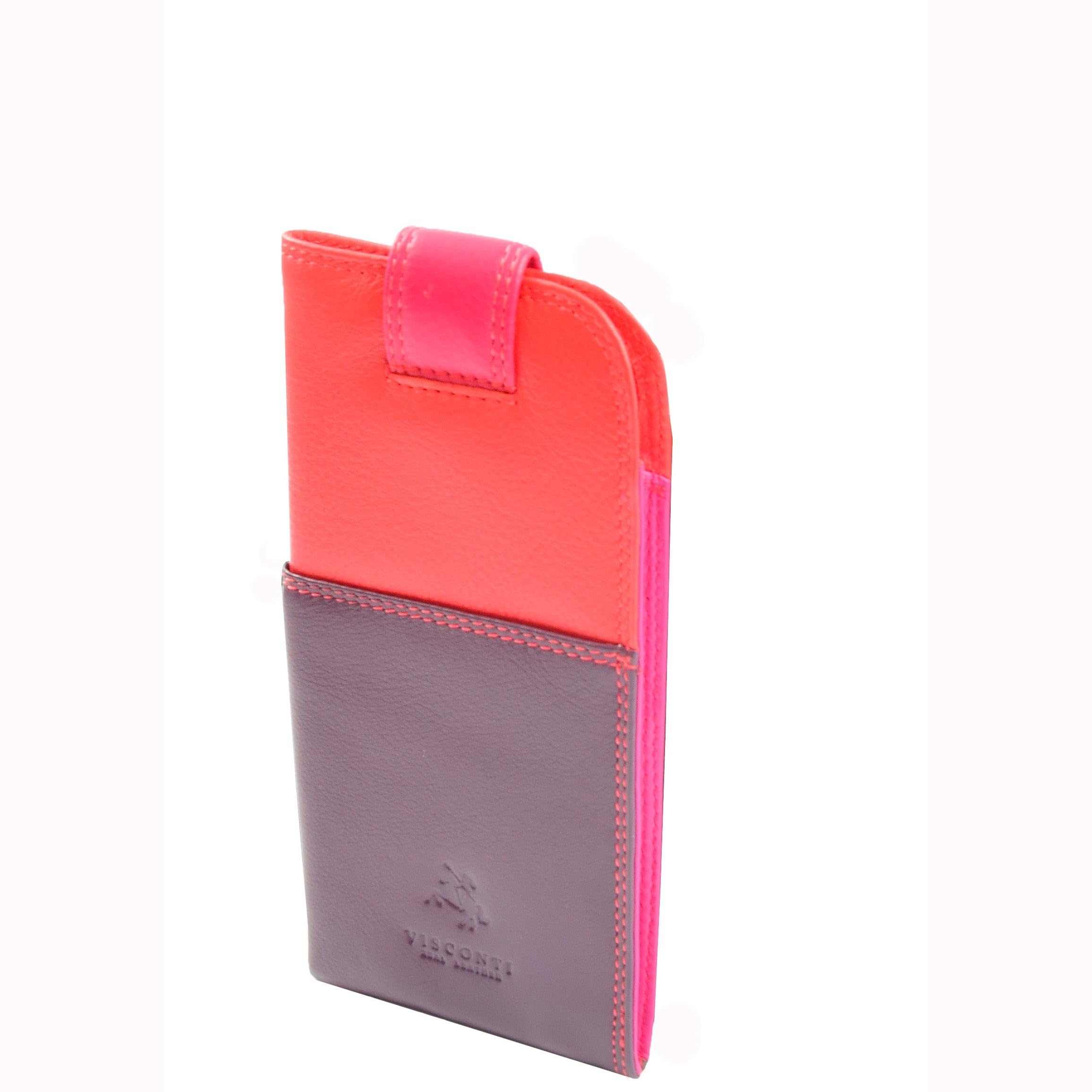 DR658 Stylowe etui na okulary z prawdziwej skóry Plum Multi, Śliwka Multi, S