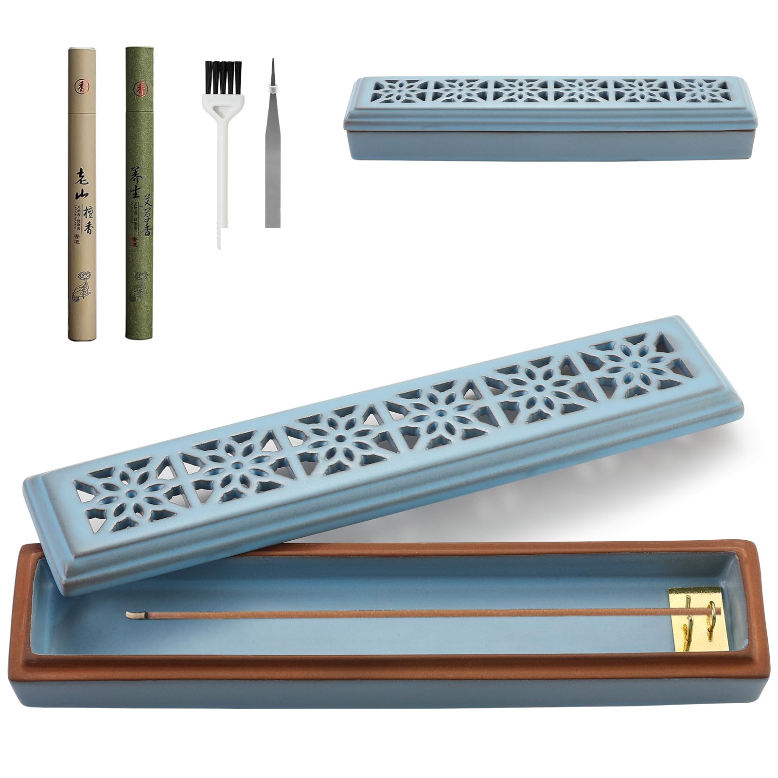 CEREMONY Incense Holder for Sticks，Ceramic Insence-Stick Holder Ash Catcher，Incense Holder Timkburner for Meditation Yoga Spa Room Decor