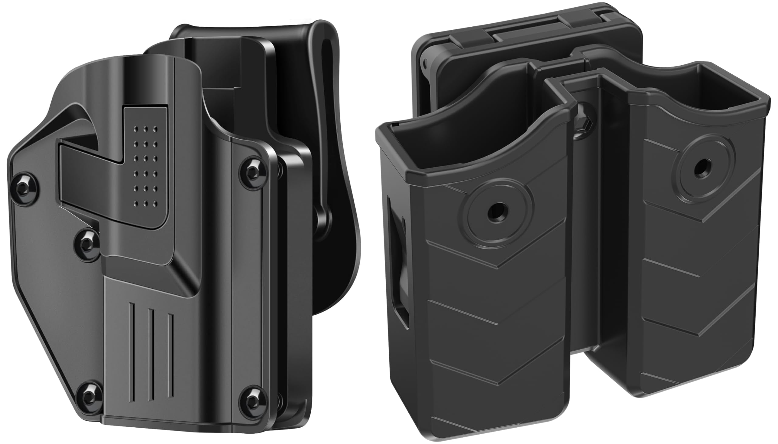Universal Gun Holster for Glock 17 19; Taurus; Sig P365 X; Ruger; Beretta; 1911; Taurus and Universal Double Magazine Pouch, OWB 9mm .40 Double Stack Mag Holder