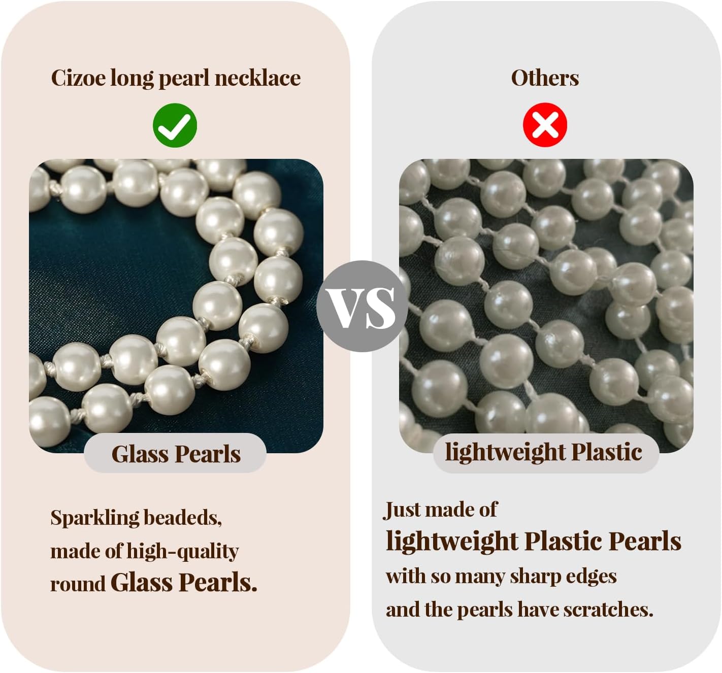 Cizoe 1920s Pearls Necklace Fashion Faux Pearls Gatsby Accessories Vintage Costume Jewelry Cream Long Necklace for Women - Image 5