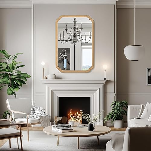 Vista 279 de WallBeyond Espejos de baño de madera para montar en la pared, espejos de pared con marco de madera rústica de 16 x 20 pulgadas, espejos de pared