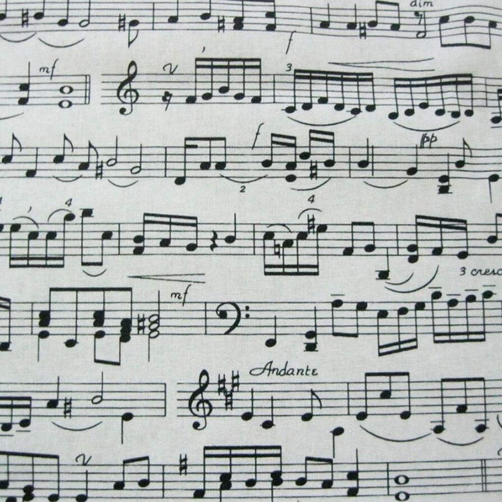 Bu 1pcs 110cm Largo Classic White Musica Tessuto di Cotone Nota Musicale Shirt Stampata del Tessuto di Cotone Cucito Fai da Te Patchwork Abbigliamento Tessuto (Color : 110cmx200cm)