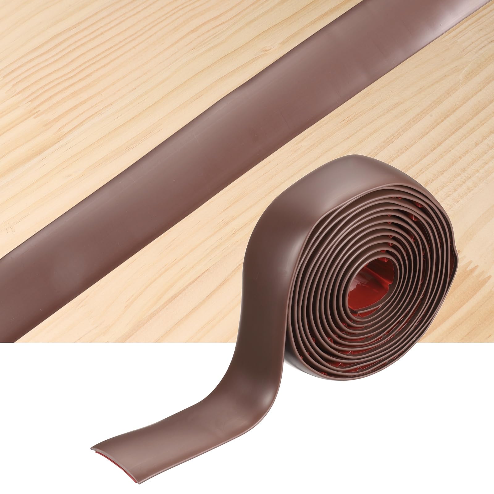 sourcing map Floor Transition Strips, 3m x 4cm(LxW) Self Adhesive Vinyl Flooring Edging Trim PVC Flooring Flat Divider Strip Cover Strips for Joining Floor Gaps, Coffee Brown โ image 1