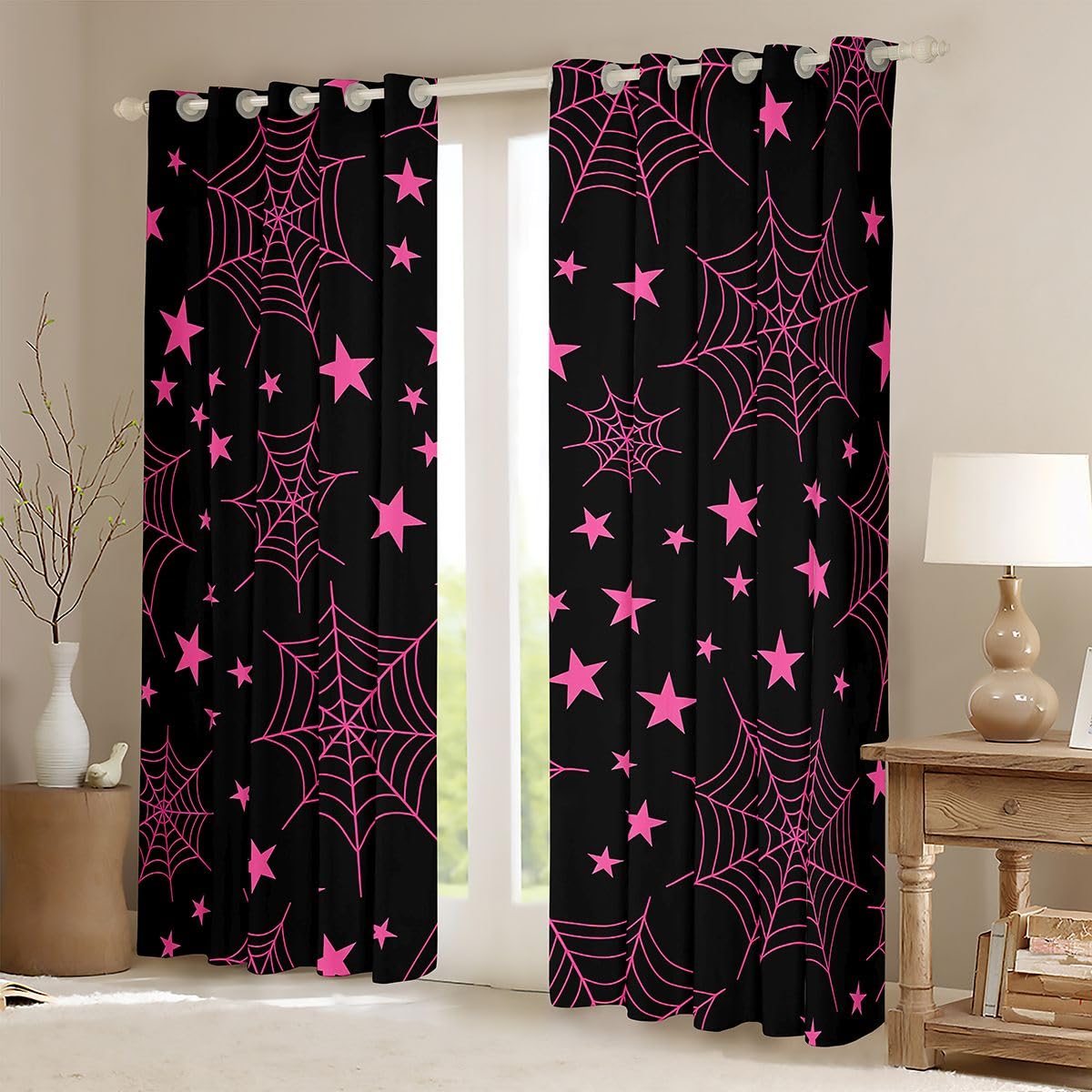Homewish Tende oscuranti con ragnatela di Halloween, 168 x 228 cm