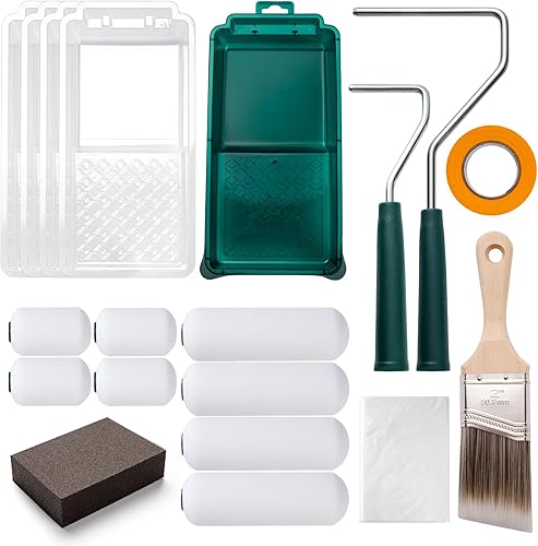 Rodillo de pintura de espuma, paquete de 19 rodillos de pintura pequeños, rodillo de pintura de 4 x 2 pulgadas con cubiertas de rodillos de espuma,