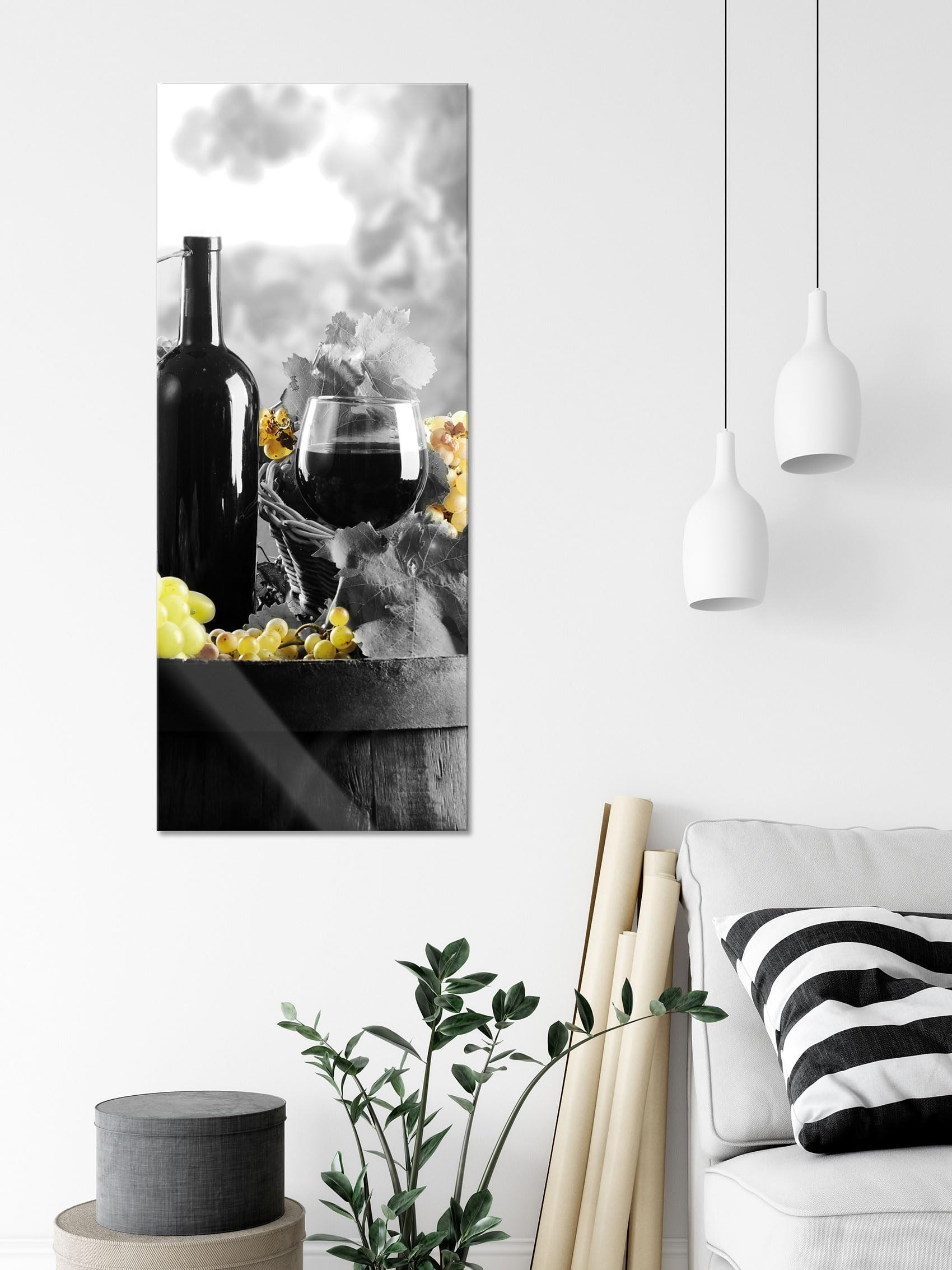 Pixxprint Glasbild Panorama, Wandbild aus Echtglas, gemischte Auslese an Weintrauben, 120x50 cm, inkl. Aufhängung und Abstandshalter