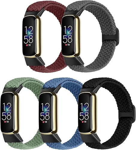 Correas elásticas trenzadas para Fitbit Luxe para mujeres y hombres, correas elásticas de nailon para Fitbit Luxe, 5 paquetes