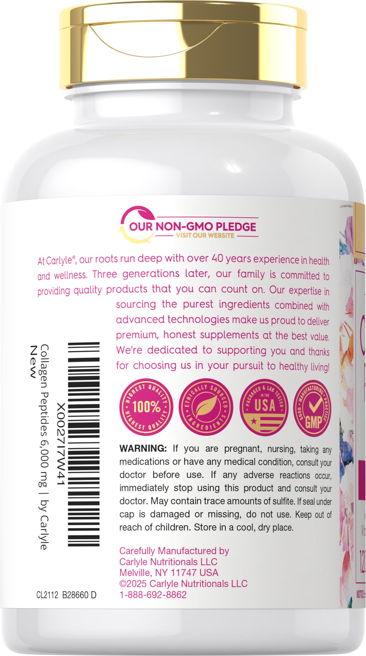 Carlyle Collagen Peptides with Vitamin C | 6000mg | 120 Caplets — Amazon image 3