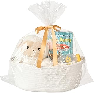 Gift Basket with Wrap Bag and Ribbon, Empty Small Woven Basket for Gift,...