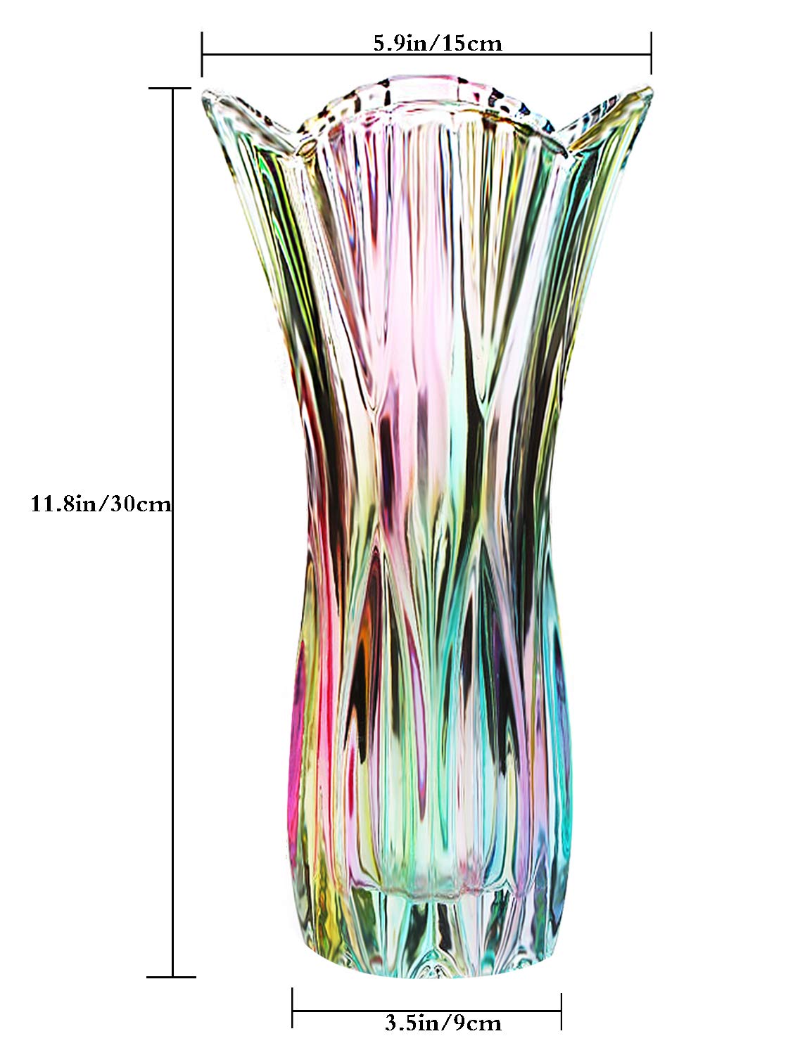 Magicpro Flower Vase Large Size11.8 inch Phoenix Tail Shape Thickened Crystal Glass for Home Decor, Wedding or Gift