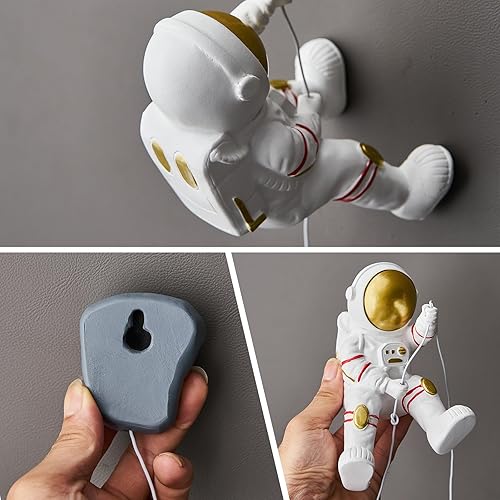 Miniatura 6 de XGZY Decoración de pared de astronauta escalada 3 piezas de figuras de astronauta colgantes, decoración temática del espacio exterior para