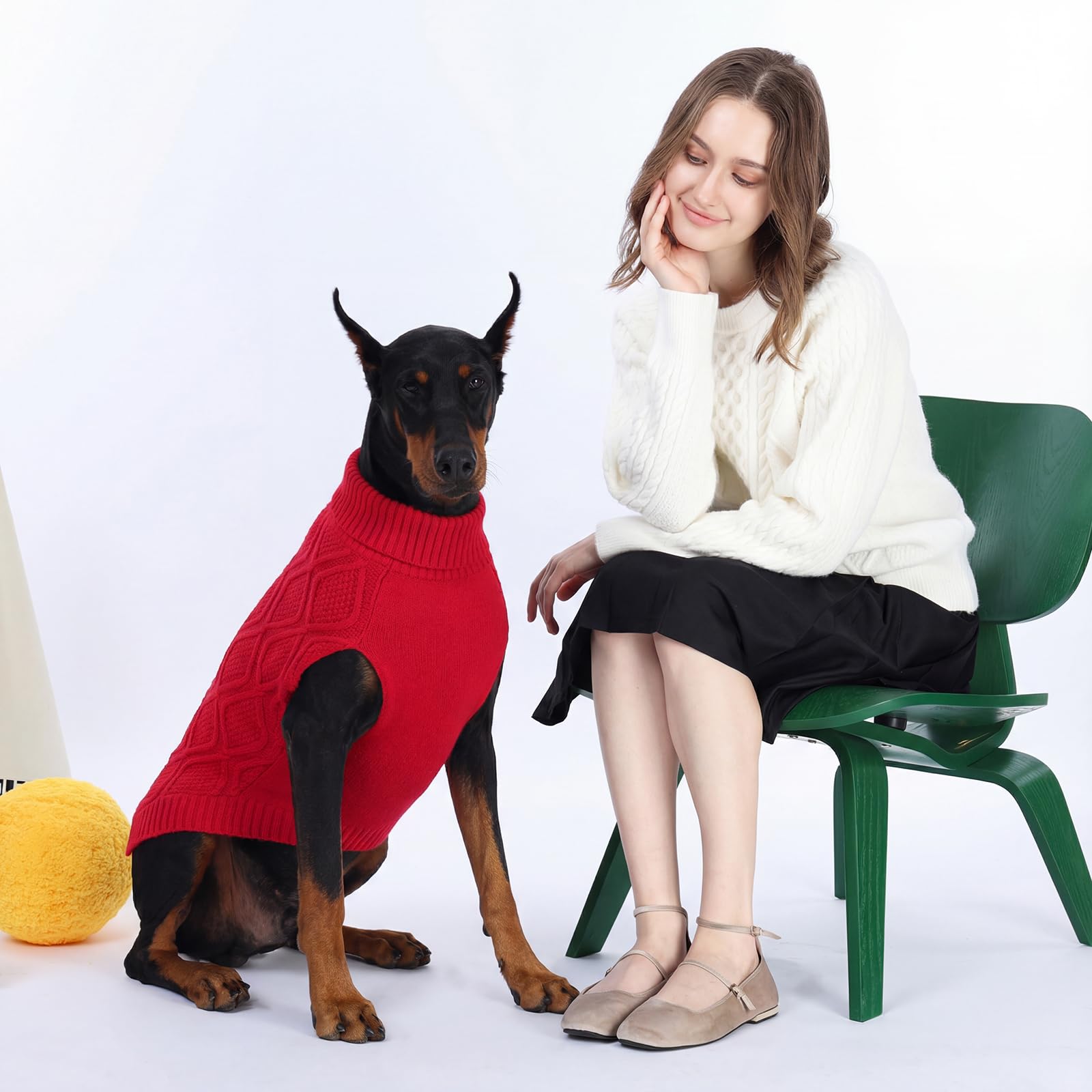 KONVINIT Jersey Perro Mediano - Jersey de Cuello Alto para Perros con Trenzas - Abrigo Perro Mediano Invierno Cálido - Ropa para Perros Medianos Sin Mangas - Talla M