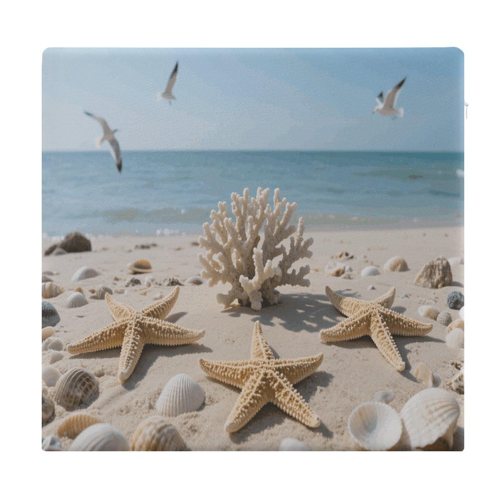 VstaDank Sea Shells and Starfish Cushions Memory Dining Chairs Cushion Non Slip Car Seat Cushions Indoo Dining Room Square Chair Pads with Zipper and Removable Cover Cushion