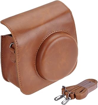 Yoption Vintage Camera Case Compatible with Instax Mini 11/9/8/8+, Brown | PU Leather Camera Protective Bag with Adjustable Shoulder Strap