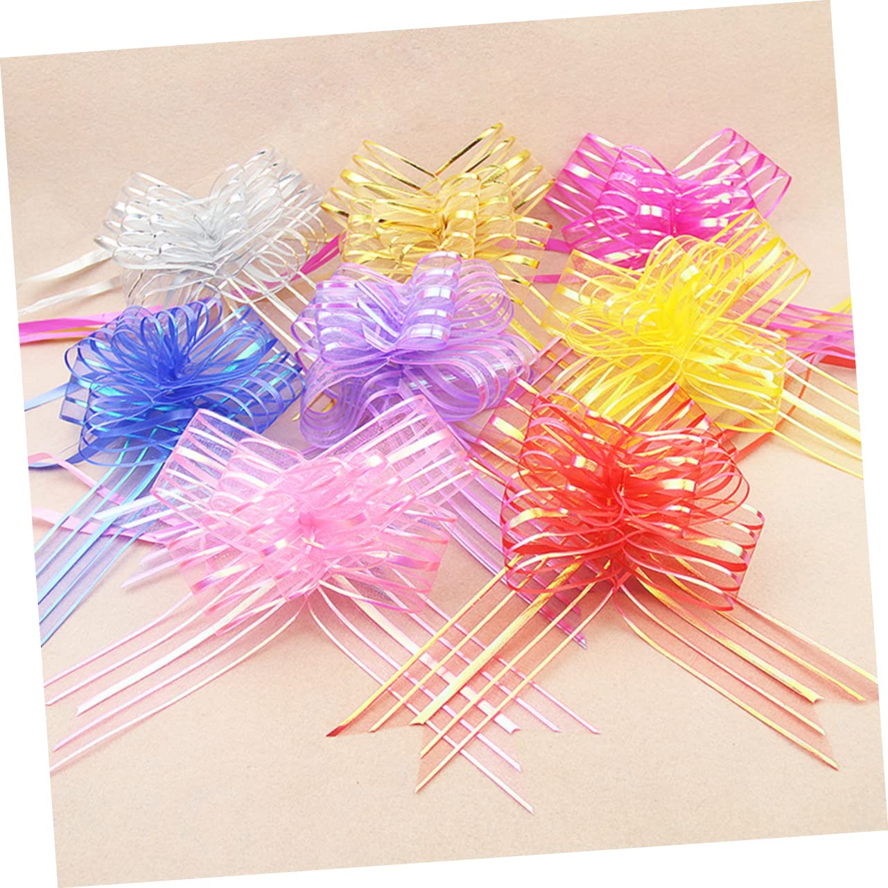 Healeved 36pièces Noeuds Décoratifs à Tirer Tulle Rose pour Mariage Et Fête pour Décorer Voitures Panier Et Plus
