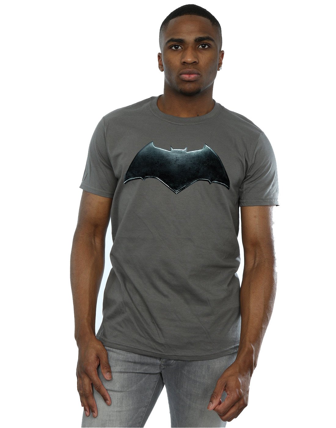 DC Comics Men's Justice League Movie Batman Emblem T-Shirt Medium Charcoal