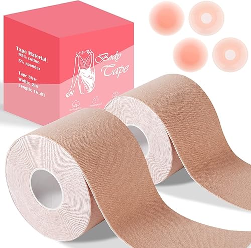Gisaae Boobytape - 2 cintas adhesivas reutilizables para pezones 4 unidades cinta transpirable Bob para levantar senos grandes copa A-G