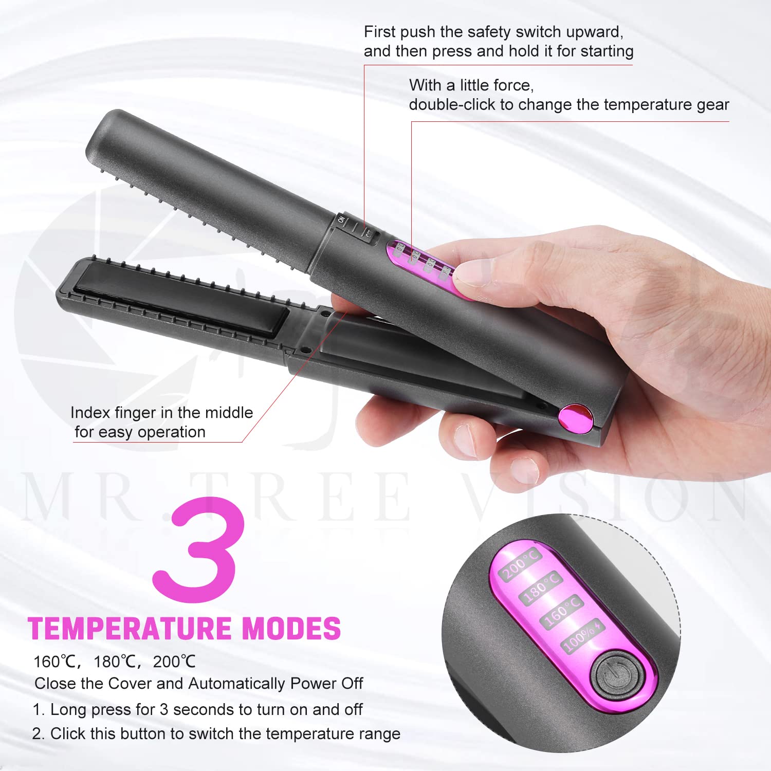 OBEST Céramique Lisseur Cheveux Sans Fil,Fer à Friser 2 en 1,Mini Lisseur de Voyage Portable,Chauffage Rapide Rend les Cheveux Lisses et Brillants, Rechargeable,Taille Unique